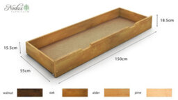 Nodax 98Cm Long Solid Pine Wood Underbed Storage Drawer With Pull/push Hand Grooves, Easy Assembly, Walnut Finish - thumbnail 4