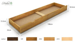 Nodax 98Cm Long Solid Pine Wood Underbed Storage Drawer With Pull/push Hand Grooves, Easy Assembly, Walnut Finish - thumbnail 6