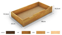 Nodax 98Cm Long Solid Pine Wood Underbed Storage Drawer With Pull/push Hand Grooves, Easy Assembly, Walnut Finish - thumbnail 3