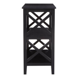 Orsina Three Shelf Black Book Case, Pine Wood Tall Book Shelf, Large Book Case For Home & Office - thumbnail 3