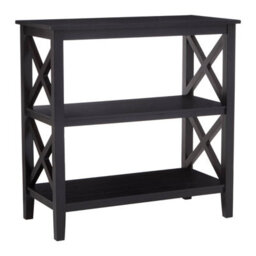Orsina Three Shelf Black Book Case, Pine Wood Tall Book Shelf, Large Book Case For Home & Office - thumbnail 2