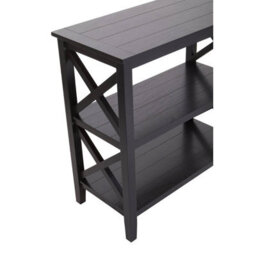 Orsina Three Shelf Black Book Case, Pine Wood Tall Book Shelf, Large Book Case For Home & Office - thumbnail 5