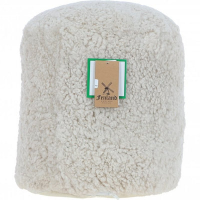 Fenland Sheepskin Fenland Real Sheepskin Pouffe Stool, Cosy, Plush And Handmade - Beige (H) 35Cm (Diameter) 35Cm - image 1