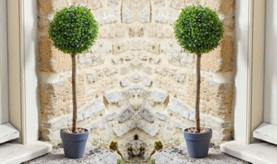 2X Smart Garden Uno Topiary Ball Tree 35Cm Ceramic Pot Artificial Indoor Outdoor - image 1