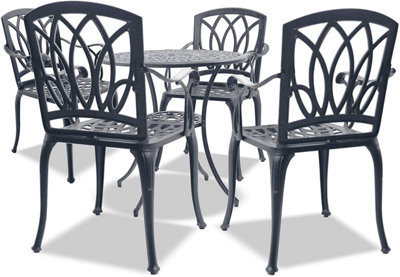 Centurion Supports Positano Luxurious Garden And Patio Table And 4 Large Chairs With Armrests Cast Aluminium Bistro Set - Grey - image 1