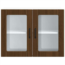 Berkfield Kitchen Wall Cabinet With Glass Door Lucca Brown Oak Engineered Wood - thumbnail 6