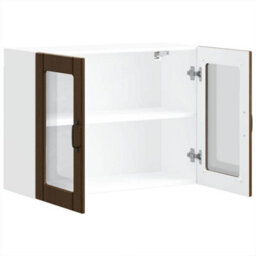 Berkfield Kitchen Wall Cabinet With Glass Door Lucca Brown Oak Engineered Wood - thumbnail 7