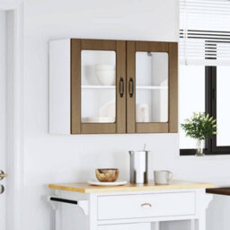 Berkfield Kitchen Wall Cabinet With Glass Door Lucca Brown Oak Engineered Wood - thumbnail 3
