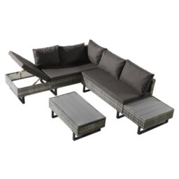 Elegant Poly Rattan Garden Lounge Set, 4-5 Seating With Corner Sofa, Table & Washable Cushions, Grey - thumbnail 9