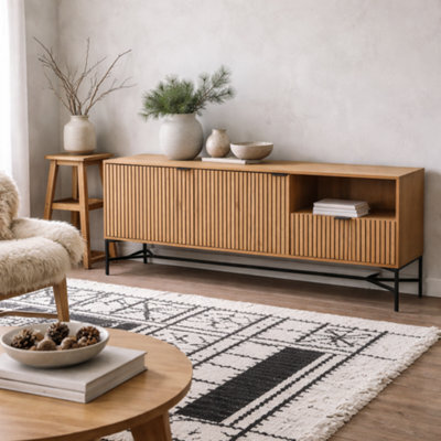Wyld Haus Kalundborg Wild Oak Panelled Sideboard 2 Doors 1 Drawer 1800X700X400mm - image 1