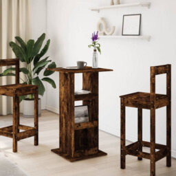 Walplus Bar Table With Storage Smoked Oak 60X60X102 Cm Engineered Wood - thumbnail 3