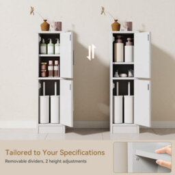 Oira Small Bathroom Storage Cabinet Narrow Floor Corner Cabinet With 2 Doors Adjustable Shelf, Small Bathroom Organizer - thumbnail 4