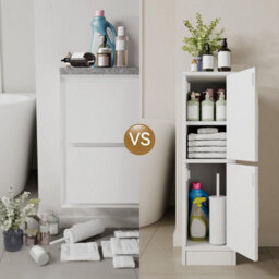 Oira Small Bathroom Storage Cabinet Narrow Floor Corner Cabinet With 2 Doors Adjustable Shelf, Small Bathroom Organizer - thumbnail 7