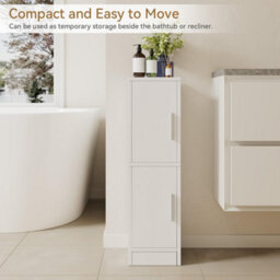Oira Small Bathroom Storage Cabinet Narrow Floor Corner Cabinet With 2 Doors Adjustable Shelf, Small Bathroom Organizer - thumbnail 6