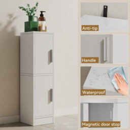 Oira Small Bathroom Storage Cabinet Narrow Floor Corner Cabinet With 2 Doors Adjustable Shelf, Small Bathroom Organizer - thumbnail 8