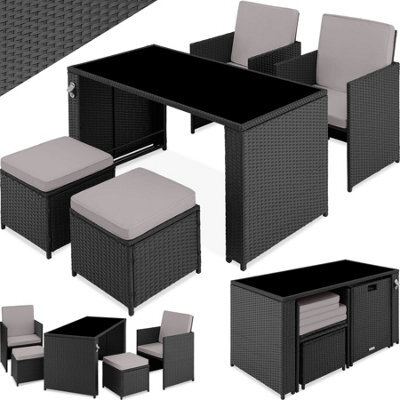 Tectake Garden Table And Chairs Palermo - Up To 4 People, Chairs, Stools And Table, Weather & Uv-Resistant - Black/grey - image 1