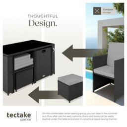 Tectake Garden Table And Chairs Palermo - Up To 4 People, Chairs, Stools And Table, Weather & Uv-Resistant - Black/grey - thumbnail 4