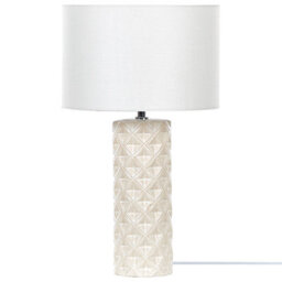 Beliani Geometric Beige Ceramic Table Lamp, White Drum Shade, 49 Cm - thumbnail 3
