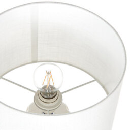 Beliani Geometric Beige Ceramic Table Lamp, White Drum Shade, 49 Cm - thumbnail 6