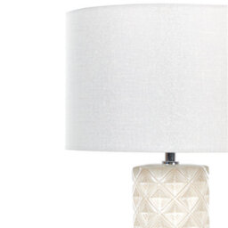 Beliani Geometric Beige Ceramic Table Lamp, White Drum Shade, 49 Cm - thumbnail 4