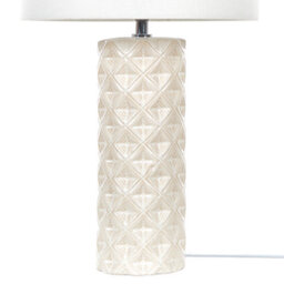 Beliani Geometric Beige Ceramic Table Lamp, White Drum Shade, 49 Cm - thumbnail 5