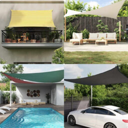 Walplus Sun Shade Sail Yellow And White 3.6 X 3.6 X 3.6 M - thumbnail 3
