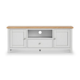 Farro Xl Grey 150Cm Tv Unit - Fully Assembled - Painted With Oak Top By Roseland Furniture - thumbnail 3