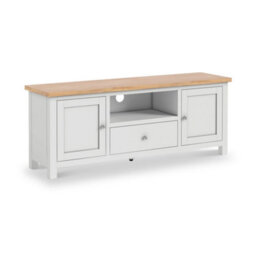 Farro Xl Grey 150Cm Tv Unit - Fully Assembled - Painted With Oak Top By Roseland Furniture