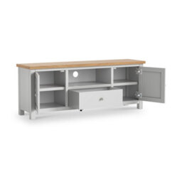 Farro Xl Grey 150Cm Tv Unit - Fully Assembled - Painted With Oak Top By Roseland Furniture - thumbnail 4