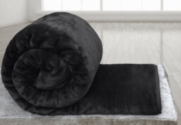 IHIDirect Large Soft Cuddly Faux Fur Warm Fleece Blanket Mink Throw Sofa Black - thumbnail 4