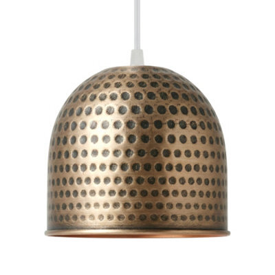 Metal 12Cm Round Lampshade Antique Bronze Fine Dotted E27 Easy Fit - image 1