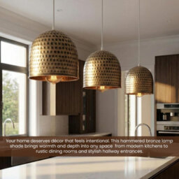 Metal 12Cm Round Lampshade Antique Bronze Fine Dotted E27 Easy Fit - thumbnail 8