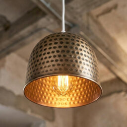 Metal 12Cm Round Lampshade Antique Bronze Fine Dotted E27 Easy Fit - thumbnail 5