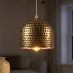 Metal 12Cm Round Lampshade Antique Bronze Fine Dotted E27 Easy Fit - thumbnail 7