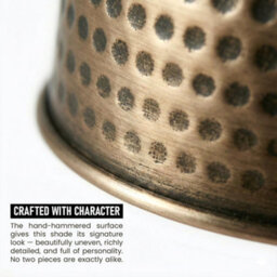 Metal 12Cm Round Lampshade Antique Bronze Fine Dotted E27 Easy Fit - thumbnail 3