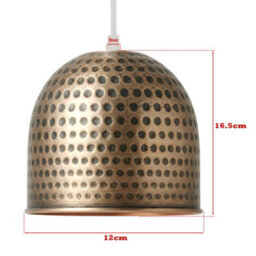 Metal 12Cm Round Lampshade Antique Bronze Fine Dotted E27 Easy Fit - thumbnail 2