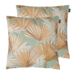 icon Indoor And Outdoor Pampas Grass Print With Stone Back Set Of 2 Waterproof Filled Cushion