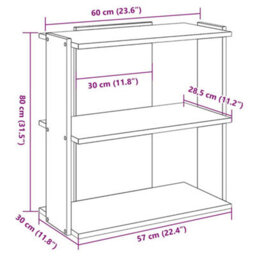 Berkfield Bookcase 3-Tier Smoked Oak 60X30X80 Cm Engineered Wood - thumbnail 9