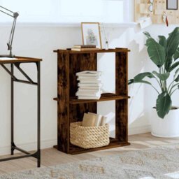 Berkfield Bookcase 3-Tier Smoked Oak 60X30X80 Cm Engineered Wood - thumbnail 3