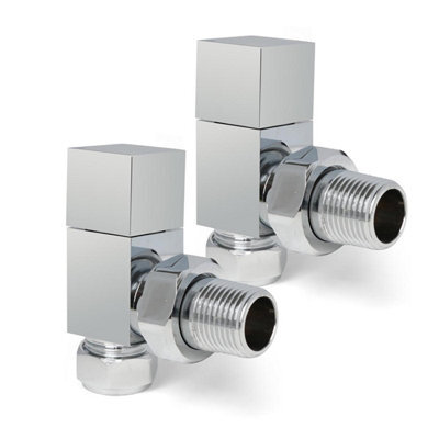 Plum&clay Pair Of Square Chrome Angled Radiator Valves - image 1