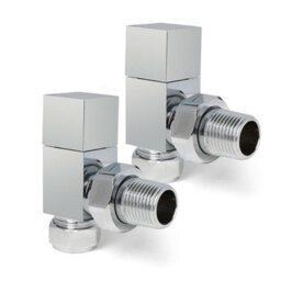 Plum&clay Pair Of Square Chrome Angled Radiator Valves - thumbnail 1