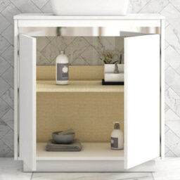 Royal Bathrooms Orion 800mm Matt White Floor Standing Plain White Countertop Vanity Unit 2 Door With Art Basin & Chrome Accent Trim - thumbnail 4