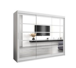 Arte Elegant White Sliding Door Wardrobe H2000mm W2500mm D620mm With Mirrored Panels And Silver Handles - thumbnail 1