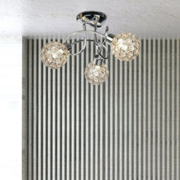 Modern 3 Way Flush Chrome Ceiling Light Fitting Jewelled Metal Ball Shades - thumbnail 1