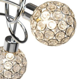Modern 3 Way Flush Chrome Ceiling Light Fitting Jewelled Metal Ball Shades - thumbnail 3