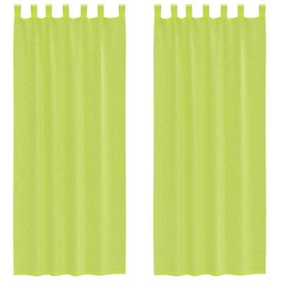 Berkfield Durable Voile Curtains With Tab Top 2 Pcs Apple Green - image 1
