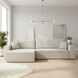 Universal Corner Sofa Bed With Storage Box Function Cream