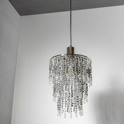 CGC Lighting Cgc Large Chandelier Light Shade For Ceiling Pendant Light Easy Fit Crystal Lamp Shade Lampshade Diameter 22 Cm 3 Tier Silver - image 1