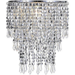 CGC Lighting Cgc Large Chandelier Light Shade For Ceiling Pendant Light Easy Fit Crystal Lamp Shade Lampshade Diameter 22 Cm 3 Tier Silver - thumbnail 2
