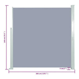 Walplus Retractable Side Awning Garden Sun Shade Canopy Gazebo For Back Door, Porch, Patio 140 X 300 Cm Grey - thumbnail 7